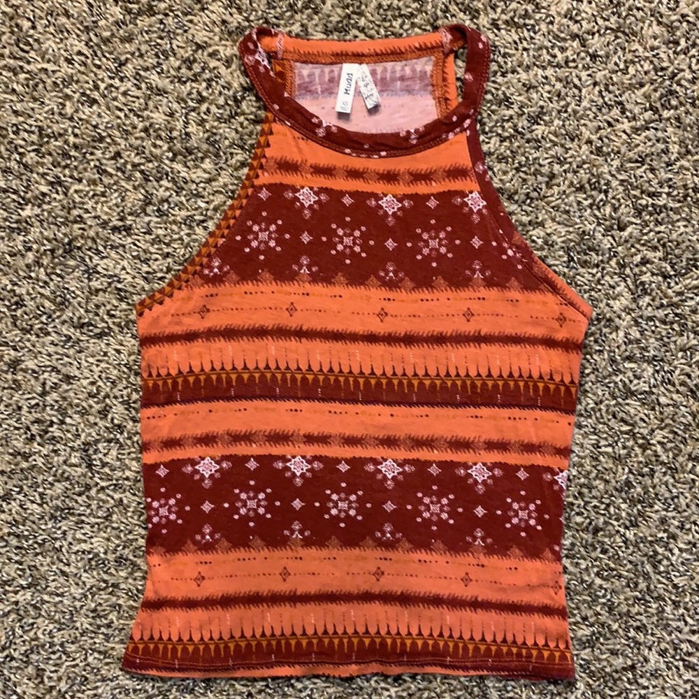High neck crop tank